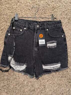 White Fox What Are We Denim Shorts Vintage Black Wash Size S